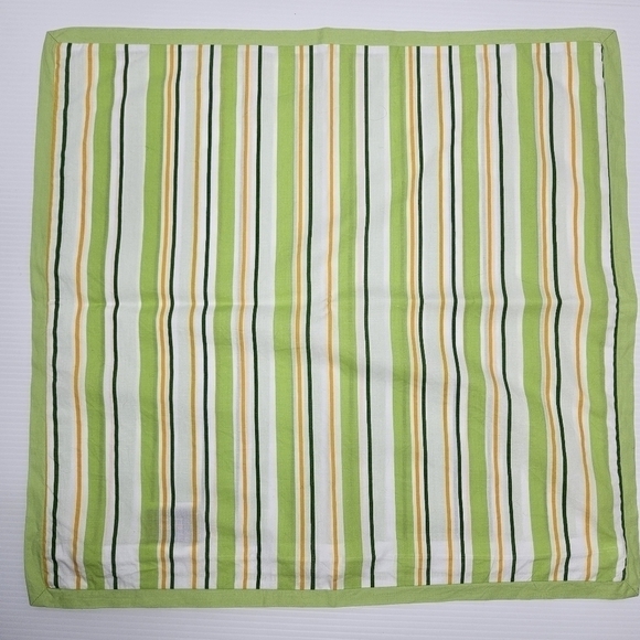 Tommy Hilfiger Pillow Cover Spring Green & Yellow Stripe Zipper 100% Cotton - Picture 1 of 6